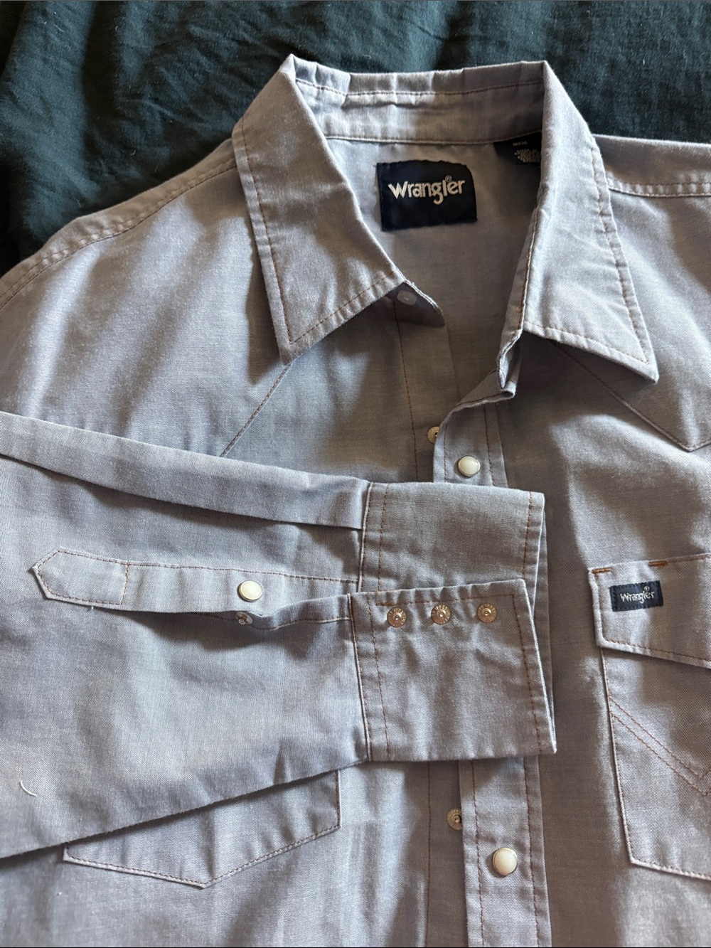 Wrangler Light Blue Casual Western Button-Down Shirt